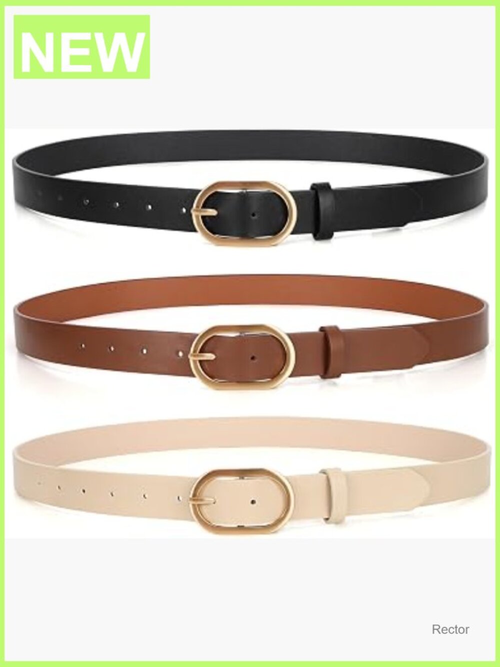 3 Pack Plus Size Leather Belts for Women with Gold Buckle Waist Belt Set